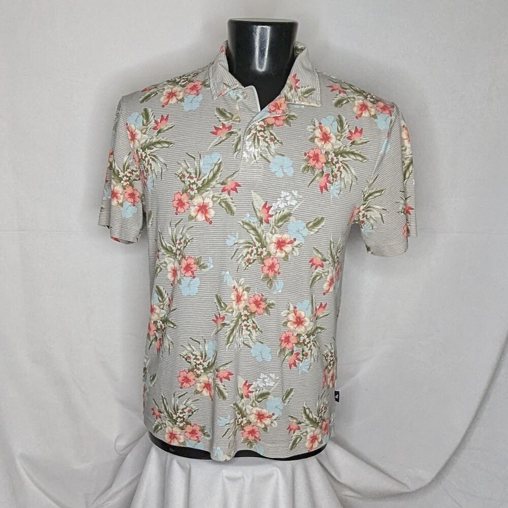 Caribbean Joe Men's Polo Shirt Medium Floral Tropical Great